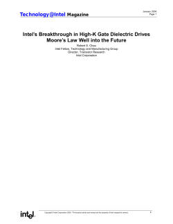 Intel`s Breakthrough in High-K Gate Dielectric Drives Moore`s Law
