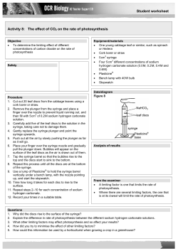 Student worksheet Activity 8: The effect of CO2 on the rate of