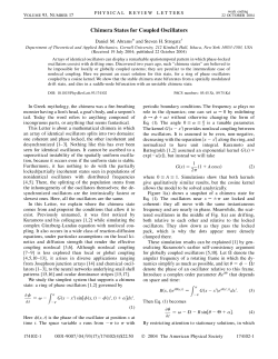 Chimera States for Coupled Oscillators
