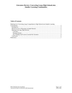 Converting Large High Schools into Smaller Learning Communities