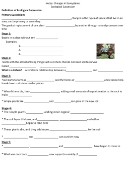 Notes: Changes in Ecosystems: Ecological Succession