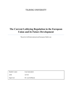 The Current Lobbying Regulation in the