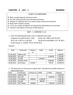 chapter – 2 unit – 1 banking - Uday Pre