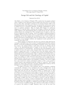 Savage Life and the Ontology of Capital
