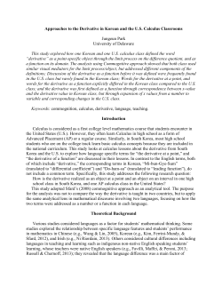 Approaches to the Derivative in Korean and the U.S. Calculus