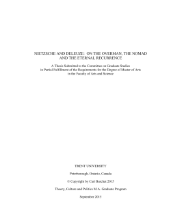 nietzsche and deleuze: on the overman, the nomad and the eternal