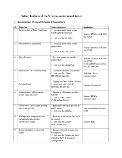 Salient Features of the Schemes under Inland Sector