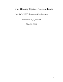 Fair Housing Update - Community Affordable Housing Equity