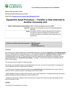 Equipment Asset Procedure Transfer or Sale (Internal) to