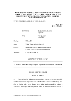 note: the confidentiality of the names or identifying particulars of any