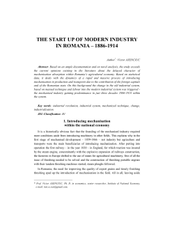 the start up of modern industry in romania