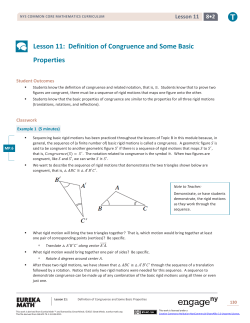 Lesson 11: Definition of Congruence and Some Basic