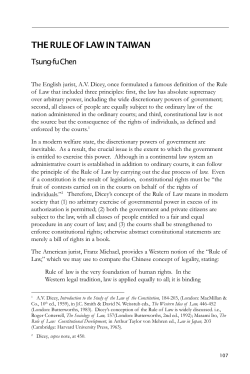 THE RULE OF LAW IN TAIWAN