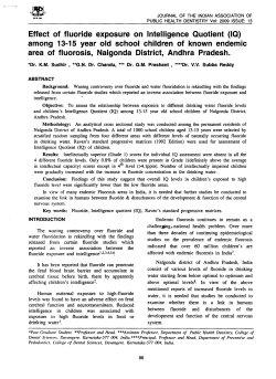 Effect of fluoride exposure on Intelligence Quotient (IQ) among 13