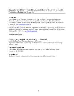 Beyond a Good Story: From Hawthorne Effect to Reactivity in Health