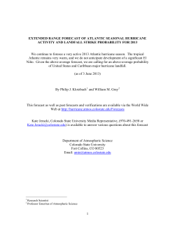 Extended Range Forecast of Atlantic Seasonal Hurricane Activity