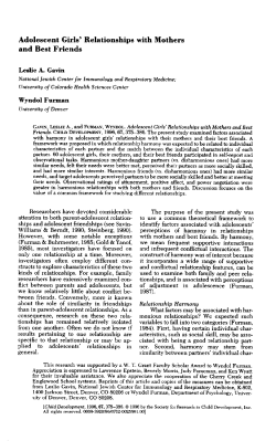 Adolescent Girls` Relationships with Mothers and Best Friends