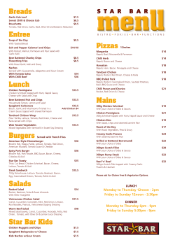 Breads Entree Lunch Salads Star Bar Kids Mains