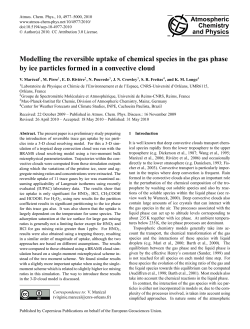 Modelling the reversible uptake of chemical species in the gas