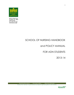 SCHOOL OF NURSING HANDBOOK and POLICY