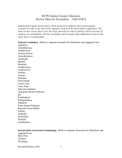 BCPS Outdoor Science Education Review Sheet for Envirothon