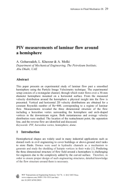 PIV measurements of laminar flow around a hemisphere