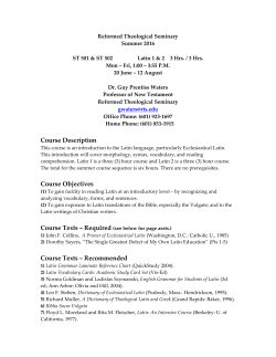 01ST501 - Reformed Theological Seminary