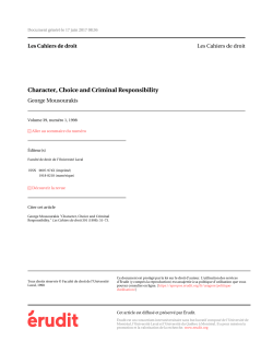 Character, Choice and Criminal Responsibility