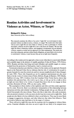 Routine Activities and Involvement in Violence