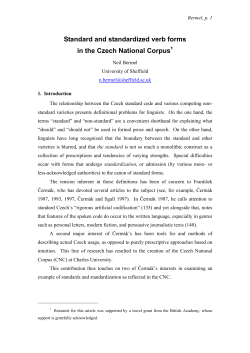 Standard and standardized verb forms in the Czech National Corpus1