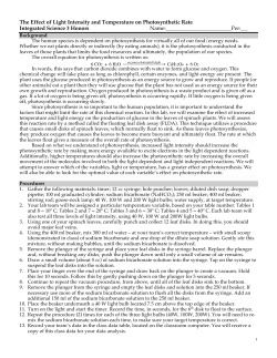 The Effect of Light Intensity and Temperature on Photosynthetic Rate