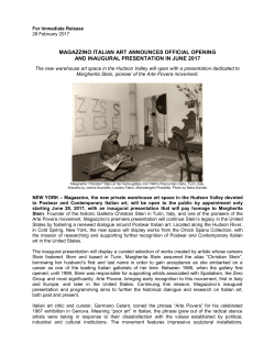 MAGAZZINO ITALIAN ART ANNOUNCES OFFICIAL OPENING AND