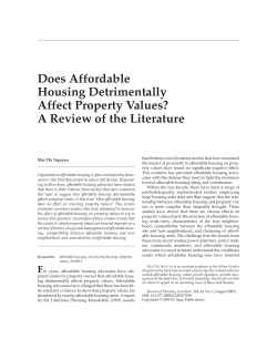 Does Affordable Housing Detrimentally Affect Property Values? A