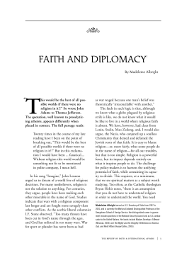 Faith and Diplomacy. - The Institute for Global Engagement