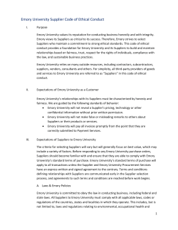 Supplier Code of Ethical Conduct - Emory Finance