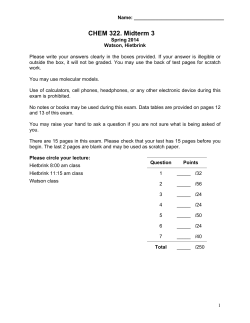 CHEM 322. Midterm 3