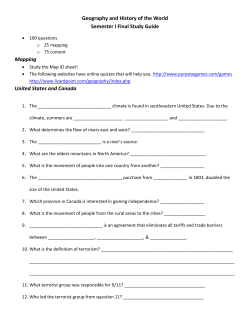 Geography and History of the World Semester I Final Study