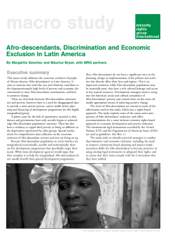 Afro-descendants, Discrimination and Economic Exclusion in Latin