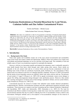 Eucheuma Denticulatom as Potential Biosorbent for Lead Nitrate