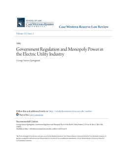 Government Regulation and Monopoly Power in the Electric Utility