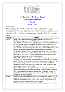 All Saints C of E Primary School Curriculum information Class 6