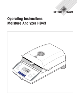 Operating instructions Moisture Analyzer HB43
