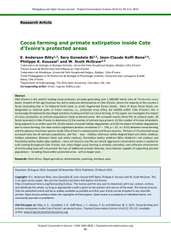 Cocoa farming and primate extirpation inside Cote d`Ivoire`s