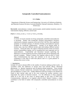 Isotopically Controlled Semiconductors
