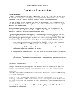 Romanticism Handout - Mr. Janosco`s American Literature Site