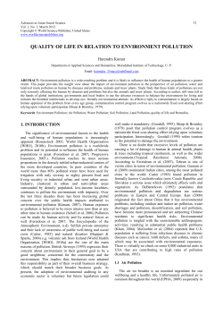 quality of life in relation to environment pollution