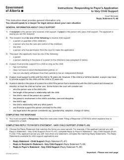 Instructions: Responding to Payor`s Application to Vary Child Support