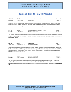 Session I: May 22 &ndash; July 08 (7 Weeks)
