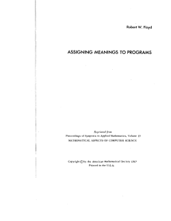 Assigning Meanings to Programs