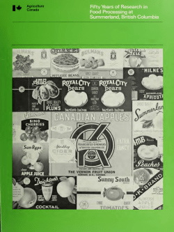 Fifty years of research in food processing at Summerland, British